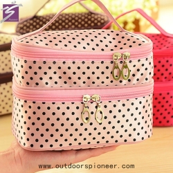 Ladsoul Fashion Double Layers Cosmetic Bag Women Makeup Storage Bag Multifunctional Wash Bags Beauty Portable Travel Bag